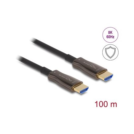 Delock - High Speed - HDMI kabel - HDMI s piny (male) do HDMI s piny (male) - 100 m - hybridní med/optické vlákno - cerná