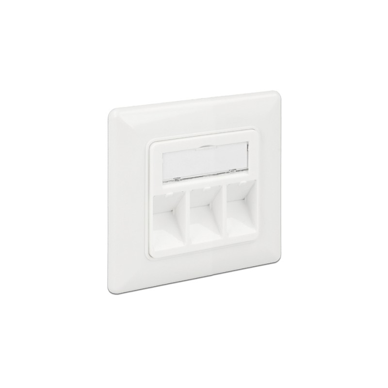 Delock Keystone Wall Outlet - Zásuvka pro povrchovou montáž - čistě bílá, RAL 9010 - 3 porty