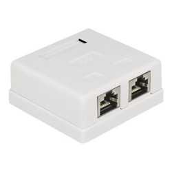 Delock Modular Wall - Zásuvka pro povrchovou montáž - CAT 6 - STP - RJ-45 X 2 - bílá