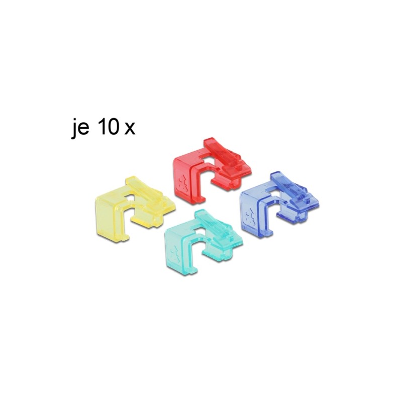 Delock Repair Clip Set 1 - Svorka pro opravu síťového konektoru - modrá, žlutá, červená, zelená (balení 40)