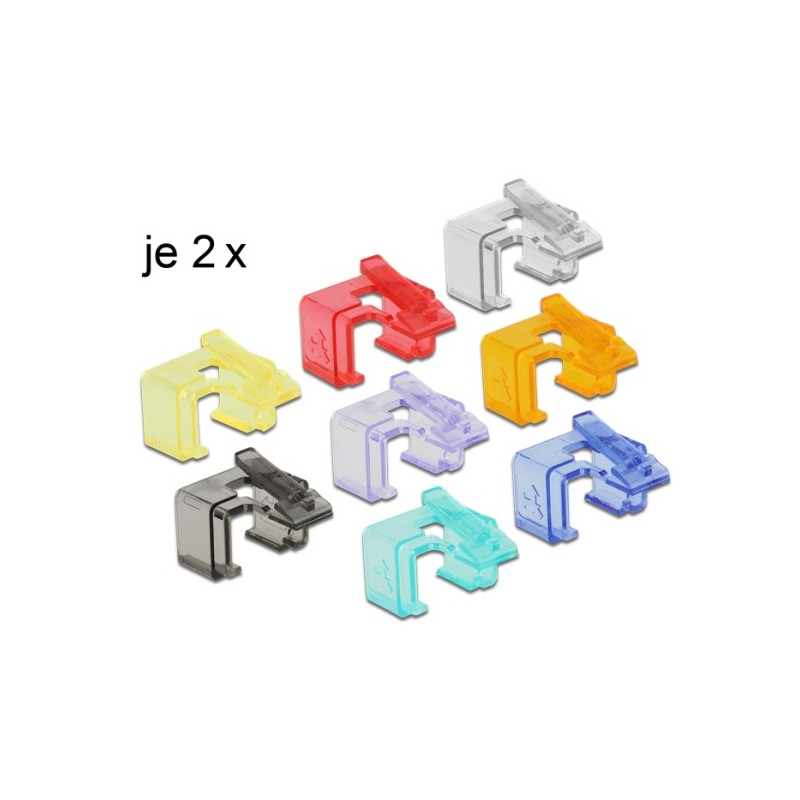 Delock RJ45 Repair Clip Starter Set - Svorka pro opravu síťového konektoru - rozmanité barvy (balení 16)
