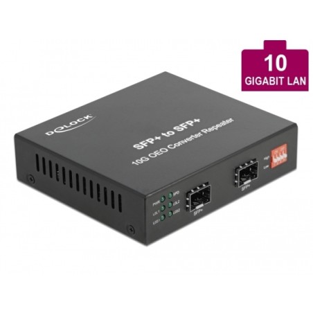 Delock Media Converter 10GBase-R SFP+ to SFP+ - Konvertor síťových médií - 10GbE - 10GBase-R - SFP+ / SFP+
