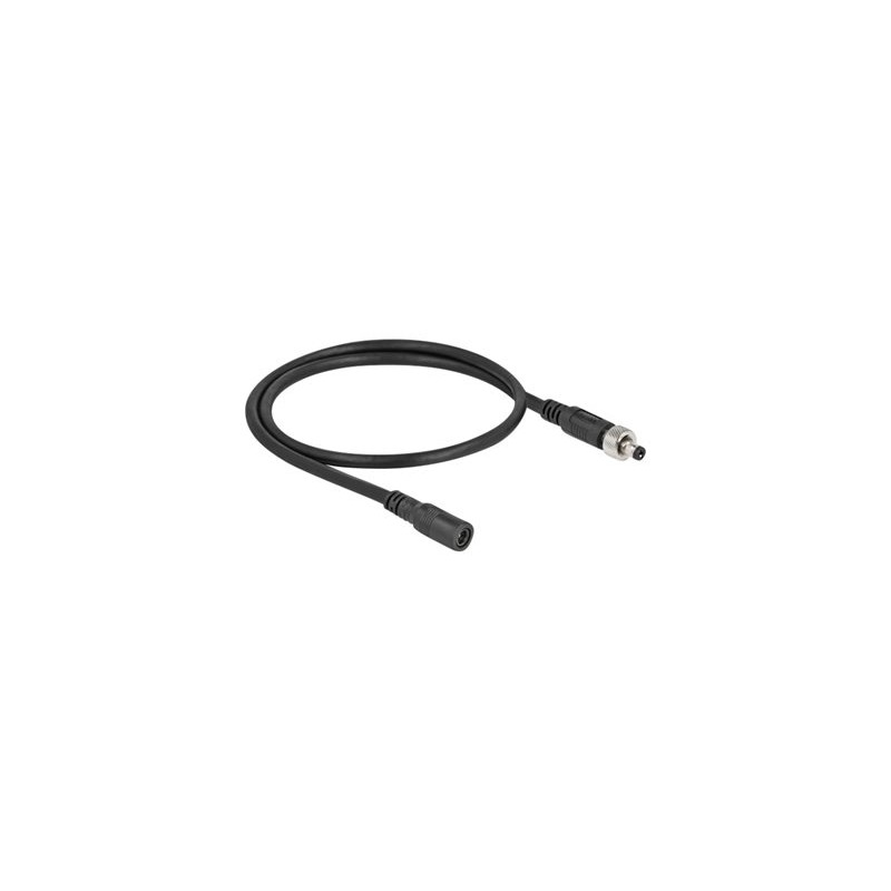 Delock - Prodlužovací šňůra - DC jack 5,5 x 2,1 mm (F) do DC jack 5,5 x 2,1 mm (M) šroubovací - 30 V - 2 A - 50 cm - černá