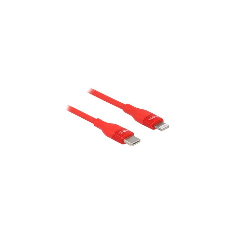 Delock - Kabel Lightning - 24 pin USB-C s piny (male) do Lightning s piny (male) - 50 cm - červená - podpora Power Delivery
