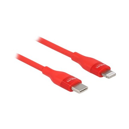 Delock - Kabel Lightning - 24 pin USB-C s piny (male) do Lightning s piny (male) - 50 cm - červená - podpora Power Delivery