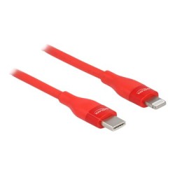 Delock - Kabel Lightning - 24 pin USB-C s piny (male) do Lightning s piny (male) - 1 m - červená - podpora Power Delivery