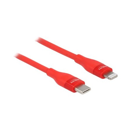 Delock - Kabel Lightning - 24 pin USB-C s piny (male) do Lightning s piny (male) - 1 m - červená - podpora Power Delivery