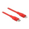 Delock - Kabel Lightning - 24 pin USB-C s piny (male) do Lightning s piny (male) - 1 m - červená - podpora Power Delivery