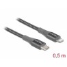 Delock - Kabel Lightning - 24 pin USB-C s piny (male) do Lightning s piny (male) - 50 cm - šedá