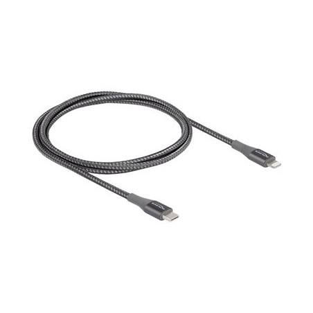 Delock - Kabel Lightning - 24 pin USB-C s piny (male) do Lightning s piny (male) - 1 m - šedá