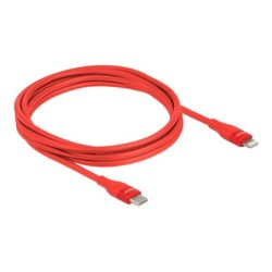 Delock - Kabel Lightning - 24 pin USB-C s piny (male) do Lightning s piny (male) - 2 m - červená - podpora Power Delivery