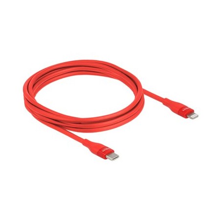 Delock - Kabel Lightning - 24 pin USB-C s piny (male) do Lightning s piny (male) - 2 m - červená - podpora Power Delivery