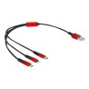 Delock 3 in 1 - Kabel pouze pro nabíjení - USB s piny (male) do Lightning, 24 pin USB-C s piny (male) - 30 cm - černá