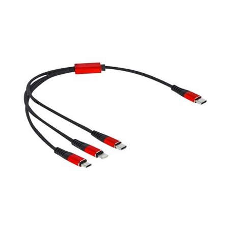 Delock 3 in 1 - Kabel pouze pro nabíjení - 24 pin USB-C s piny (male) do Micro USB typ B, Lightning, 24 pin USB-C s piny… 86710