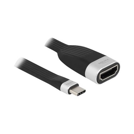 Delock - Video adaptér - 24 pin USB-C s piny (male) do HDMI se zdířkami (female) - 13.5 cm - černá, stříbrná - podporuje 4K
