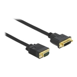 Delock - Kabel adaptéru - jeden spoj - DVI-I (F) do HD-15 (VGA) (M) - 1 m - krídlové šrouby - cerná
