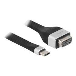 Delock - Video adaptér - 24 pin USB-C (M) do HD-15 (VGA) (M) - Thunderbolt 3 - 13 cm - černá, stříbrná