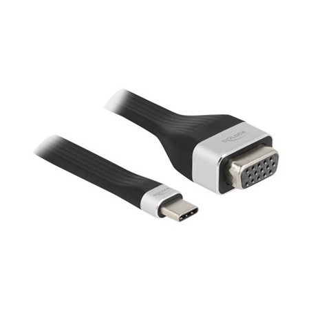 Delock - Video adaptér - 24 pin USB-C (M) do HD-15 (VGA) (M) - Thunderbolt 3 - 13 cm - černá, stříbrná