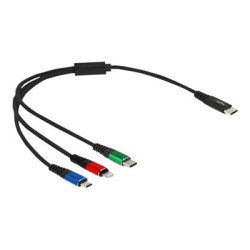 Delock 3 in 1 - Kabel pouze pro nabíjení - 24 pin USB-C s piny (male) do Micro USB typ B, Lightning, 24 pin USB-C s piny… 86820