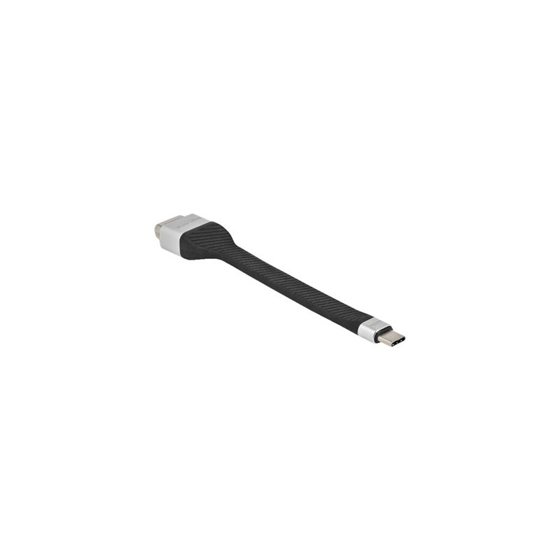 Delock - Adaptér USB/VGA - 24 pin USB-C (M) do HD-15 (VGA) (F) - Displayport 1.2/Thunderbolt 3 - 13 cm - plochý - černá
