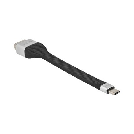 Delock - Adaptér USB/VGA - 24 pin USB-C (M) do HD-15 (VGA) (F) - Displayport 1.2/Thunderbolt 3 - 13 cm - plochý - černá