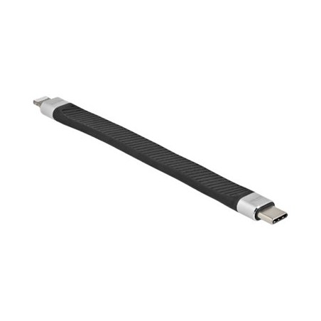 Delock - Kabel Lightning - 24 pin USB-C s piny (male) do Lightning s piny (male) - 13 cm - cerná - plochý