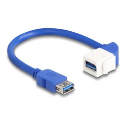 Delock - Prodlužovací šnura USB - USB typ A (F) rovné do USB typ A (F) pravoúhlý - USB 3.0 - 20 cm - konektor keystone, up to 5