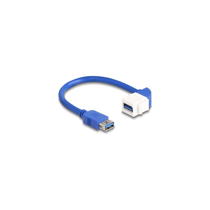 Delock - Prodlužovací šnura USB - USB typ A (F) rovné do USB typ A (F) pravoúhlý - USB 3.0 - 20 cm - konektor keystone, up to 5