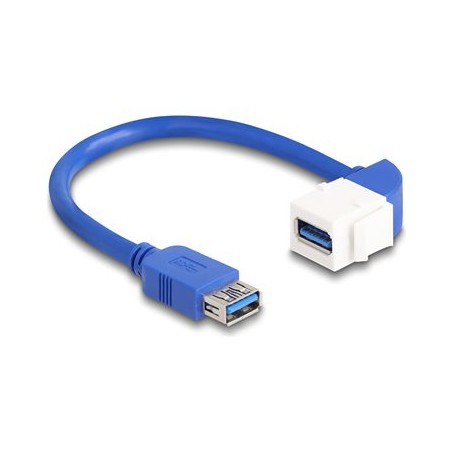 Delock - Prodlužovací šnura USB - USB typ A (F) rovné do USB typ A (F) pravoúhlý - USB 3.0 - 20 cm - konektor keystone, up to 5