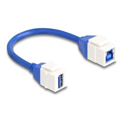 Delock - Kabel USB - USB typ A (F) keystone do USB Type B (F) keystone - 20 cm - up to 5 Gbps data transfer rate - bílá/modrá