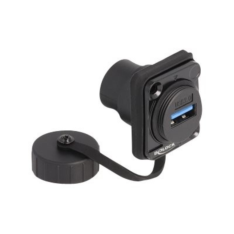 Delock - D-Type - mechanismus zásuvky USB - USB 3.2 Gen 1 s protiprachovou krytkou - USB - 1 zásuvka USB - černá