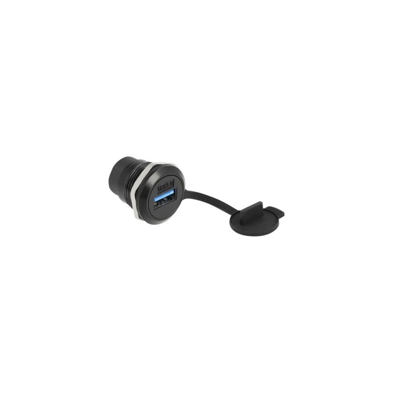 Delock - Zacvakávací modul - USB 3.2 Gen 1 s protiprachovou krytkou - USB - 1 zásuvka USB - 1 modul - černá