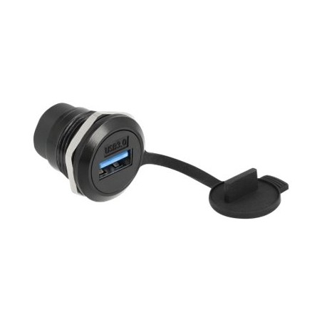 Delock - Zacvakávací modul - USB 3.2 Gen 1 s protiprachovou krytkou - USB - 1 zásuvka USB - 1 modul - černá