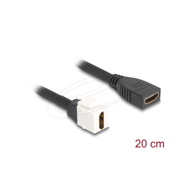 Delock - HDMI kabel - HDMI se zdírkami (female) do HDMI se zdírkami (female) keystone - 20 cm - cerná / bílá - podpora 8K60Hz