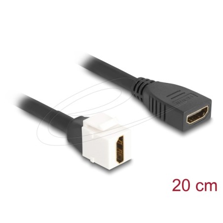 Delock - HDMI kabel - HDMI se zdírkami (female) do HDMI se zdírkami (female) keystone - 20 cm - cerná / bílá - podpora 8K60Hz