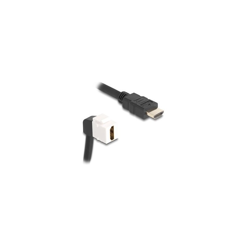 Delock - HDMI kabel - HDMI s piny (male) do HDMI se zdírkami (female) úhlový, klícový kámen - 20 cm - cerná / bílá - podpora