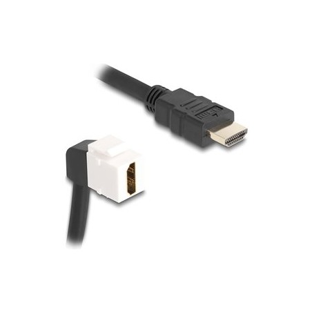 Delock - HDMI kabel - HDMI s piny (male) do HDMI se zdírkami (female) úhlový, klícový kámen - 20 cm - cerná / bílá - podpora