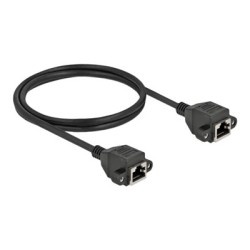 Delock - Síťový prodlužovací kabel - RJ-45 (F) do RJ-45 (F) - 1 m - S/FTP - CAT 6a - neobsahuje halogen - černá