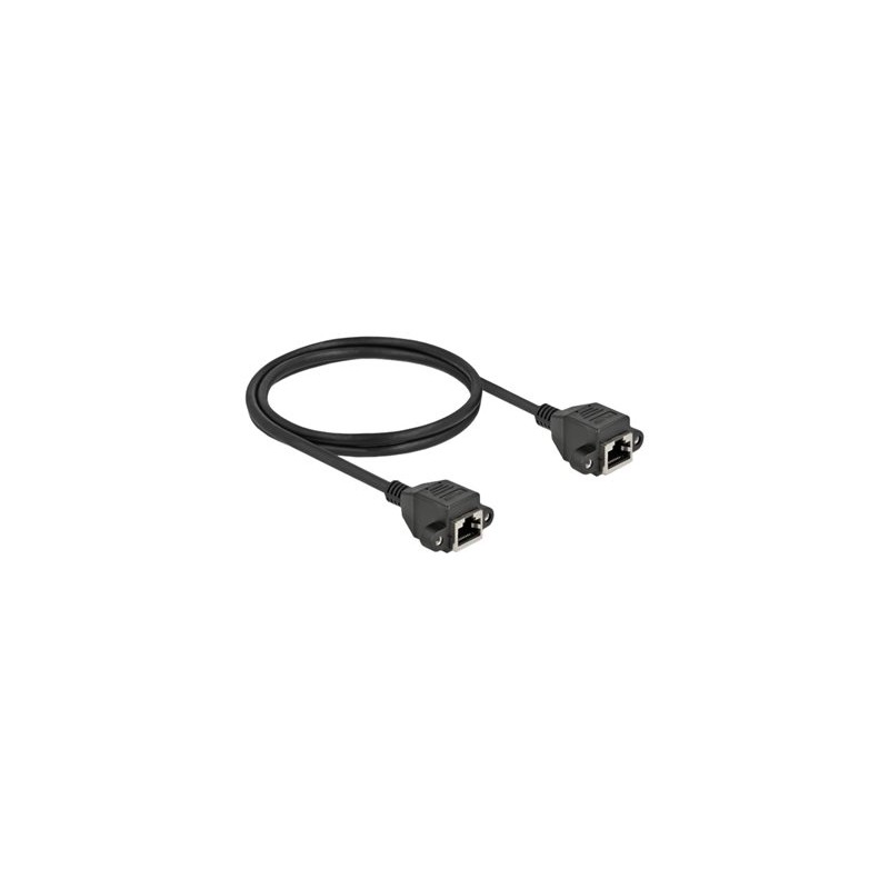 Delock - Síťový prodlužovací kabel - RJ-45 (F) do RJ-45 (F) - 1 m - S/FTP - CAT 6a - neobsahuje halogen - černá