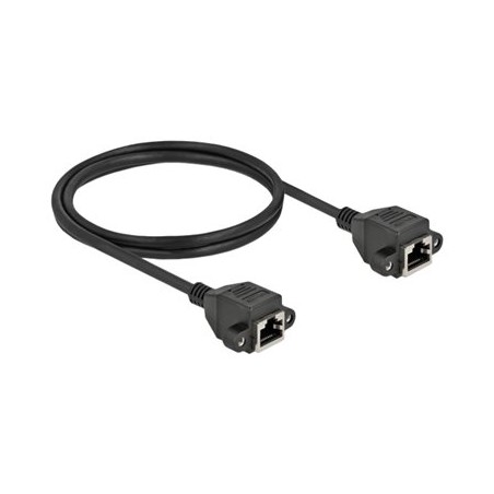 Delock - Síťový prodlužovací kabel - RJ-45 (F) do RJ-45 (F) - 1 m - S/FTP - CAT 6a - neobsahuje halogen - černá