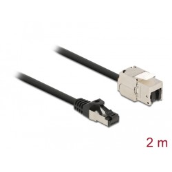 Delock - Síťový prodlužovací kabel - RJ-45 (M) do RJ-45 (F) keystone - 2 m - S/FTP - CAT 6a - černá