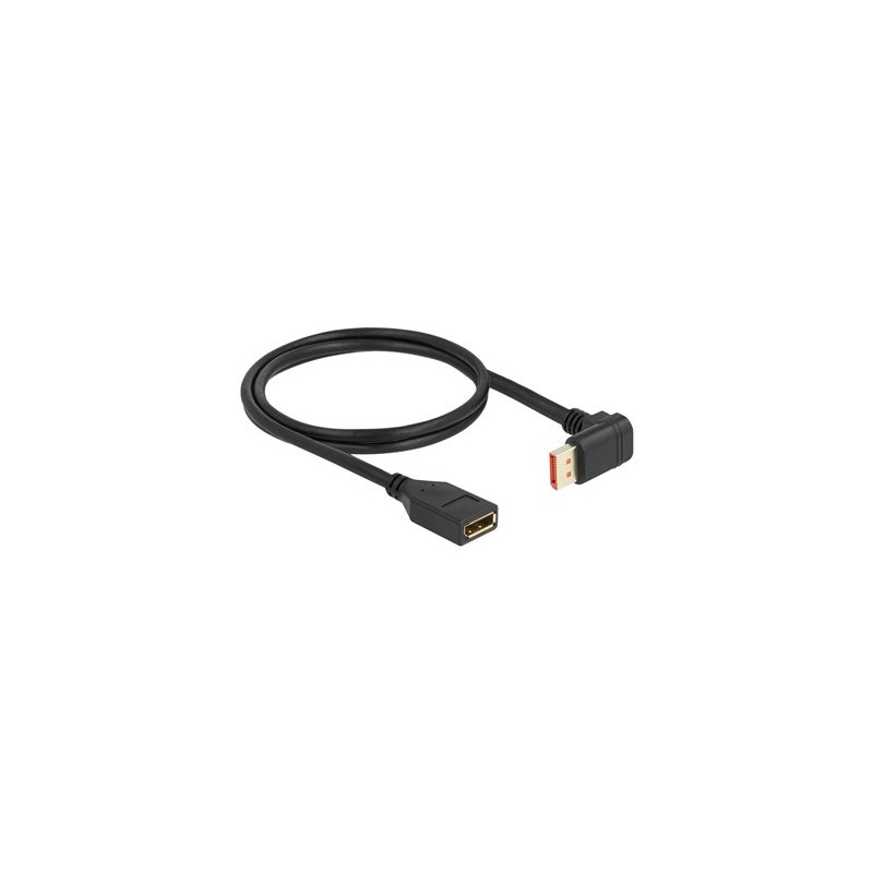 Delock - Prodlužovací kabel DisplayPort - DisplayPort (M) dolu zahnutý do DisplayPort (F) - DisplayPort 1.4 - 1 m - podpora