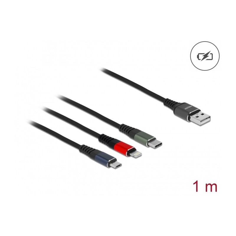 Delock - Kabel Lightning pouze pro napájení - USB s piny (male) do Micro USB typ B, Lightning, 24 pin USB-C s piny (male)… 87277