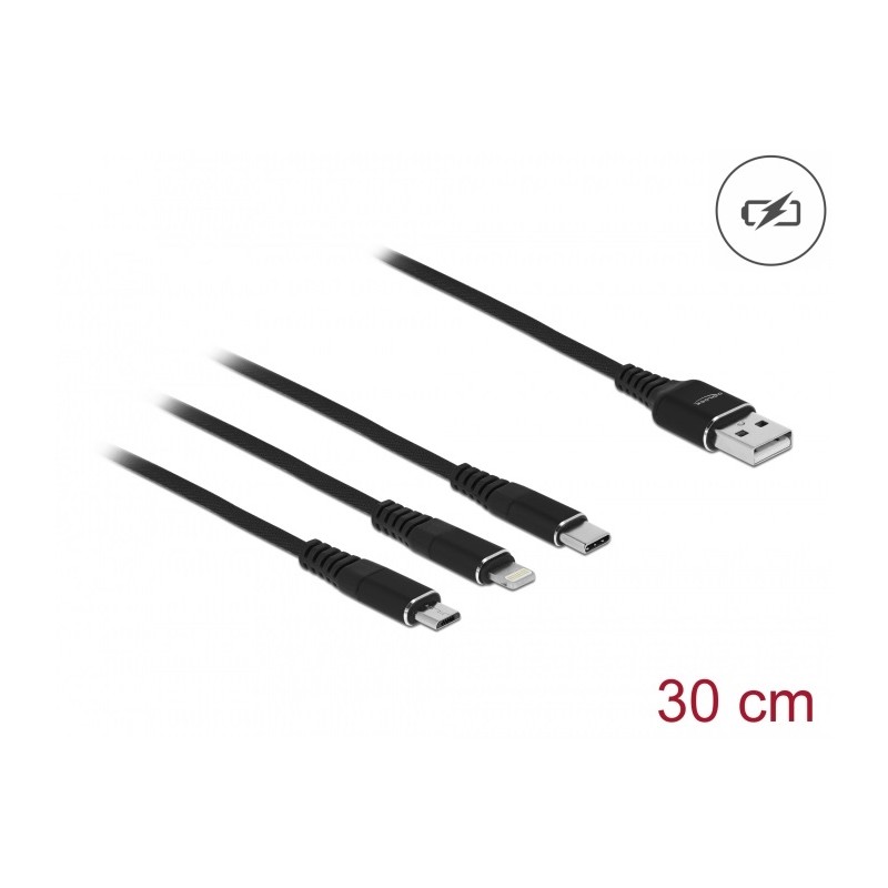 Delock - Kabel Lightning pouze pro napájení - USB s piny (male) do Micro USB typ B, Lightning, 24 pin USB-C s piny (male)… 87152