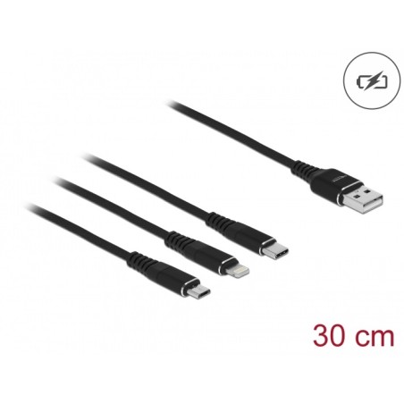 Delock - Kabel Lightning pouze pro napájení - USB s piny (male) do Micro USB typ B, Lightning, 24 pin USB-C s piny (male)… 87152