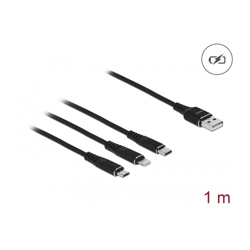 Delock - Kabel Lightning pouze pro napájení - USB s piny (male) do Micro USB typ B, Lightning, 24 pin USB-C s piny (male)… 87155