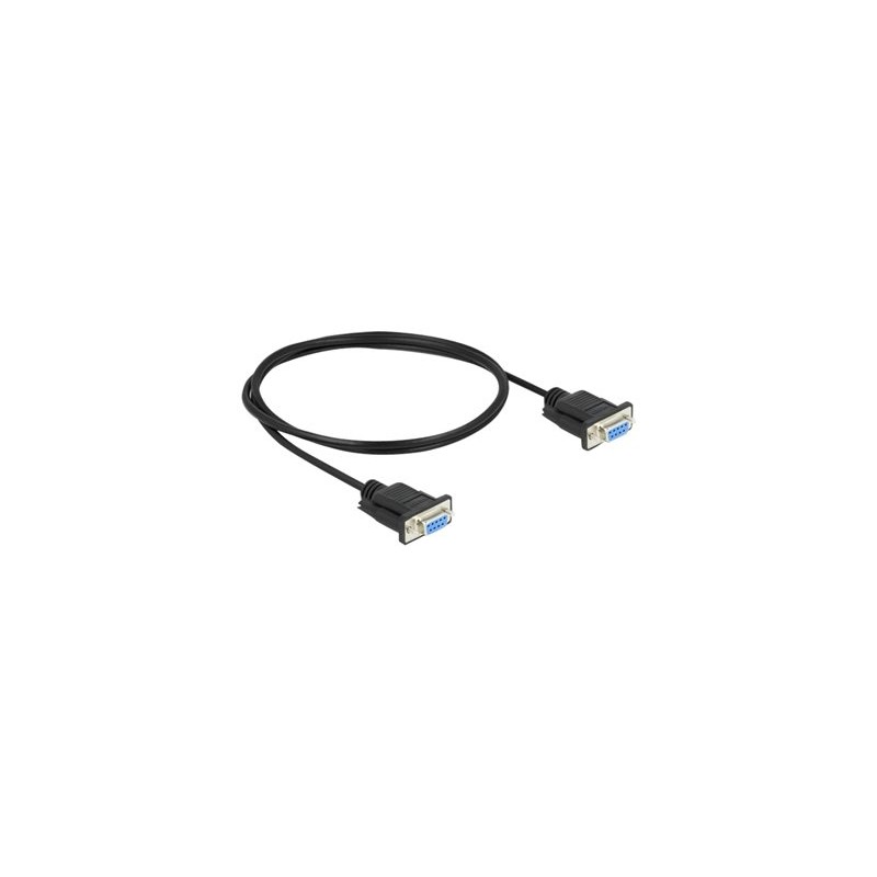 Delock - Null modem kabel - DB-9 (F) do DB-9 (F) - 1 m - krídlové šrouby - cerná