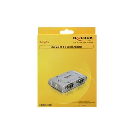 Delock USB 2.0 to 4 port serial HUB - Sériový adaptér - USB 2.0 - RS-232 x 4