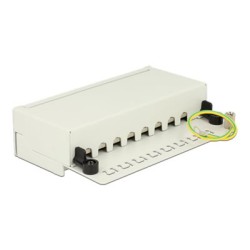 Delock - Propojovací panel - montáž na stěnu - CAT 6a - RJ-45 X 8 - světle šedá, RAL 7035