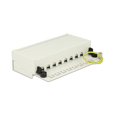 Delock - Propojovací panel - montáž na stěnu - CAT 6a - RJ-45 X 8 - světle šedá, RAL 7035